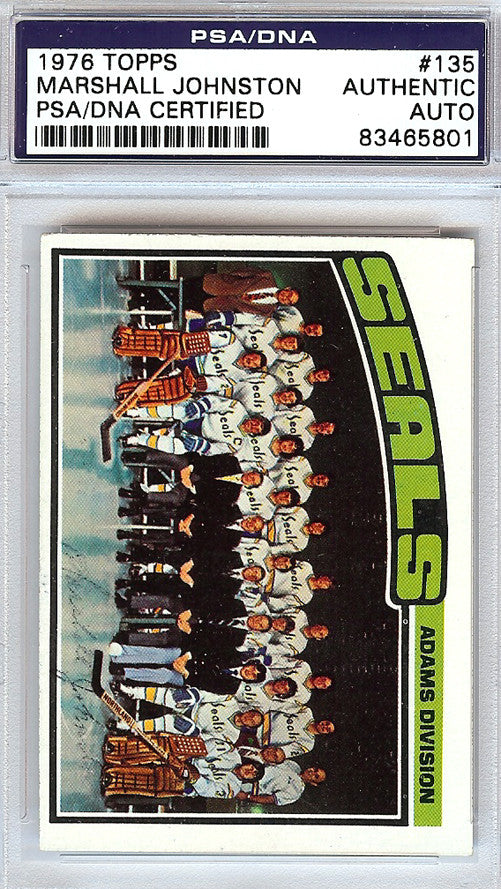 Marshall Johnston Autographed 1976 Topps Card #135 California Golden Seals PSA/DNA #83465801