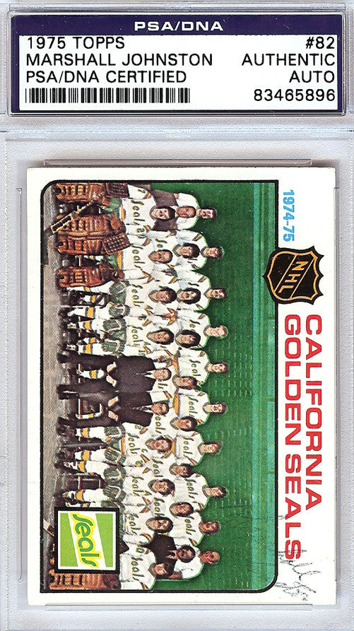 Marshall Johnston Autographed 1975 Topps Card #82 California Golden Seals PSA/DNA #83465896