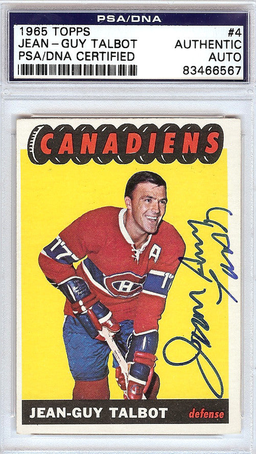 Jean-Guy Talbot Autographed 1965 Topps Card #4 Montreal Canadiens PSA/DNA #83466567