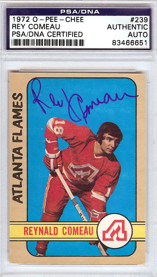 Rey Comeau Autographed 1972 O-Pee-Chee Rookie Card #239 Atlanta Flames PSA/DNA #83466651