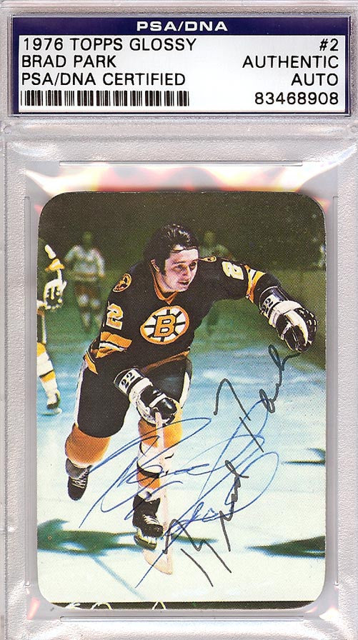 Brad Park Autographed 1976 Topps Glossy Card #2 Boston Bruins PSA/DNA #83468908