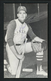 Paul Lindblad Autographed 3x5.5 J.D. JD McCarthy Postcard Kansas City A's "Best Wishes" SKU #156618
