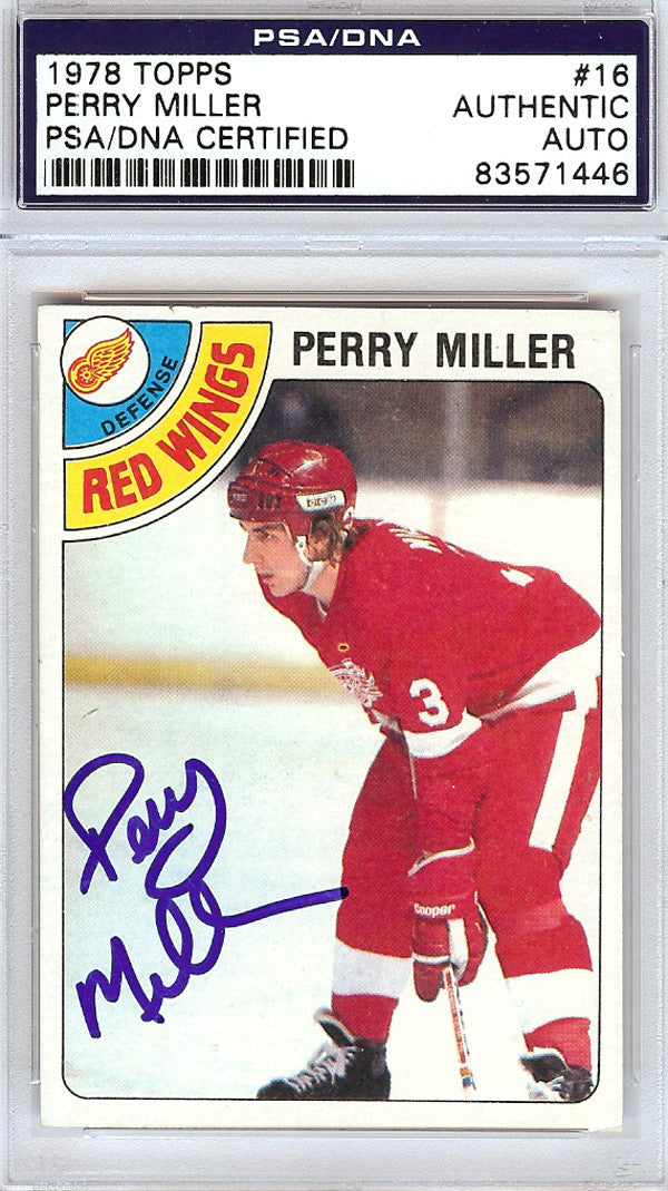 Perry Miller Autographed 1978 Topps Card #16 Detroit Red Wings PSA/DNA #83571446