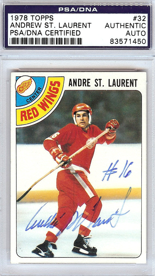 Andre St. Laurent Autographed 1978 Topps Card #32 Detroit Red Wings PSA/DNA #83571450