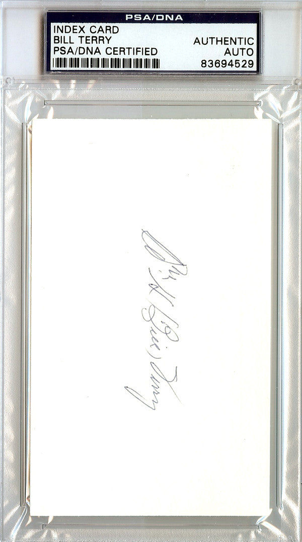 William Bill Terry Autographed 3x5 Index Card New York Giants PSA/DNA #83694529