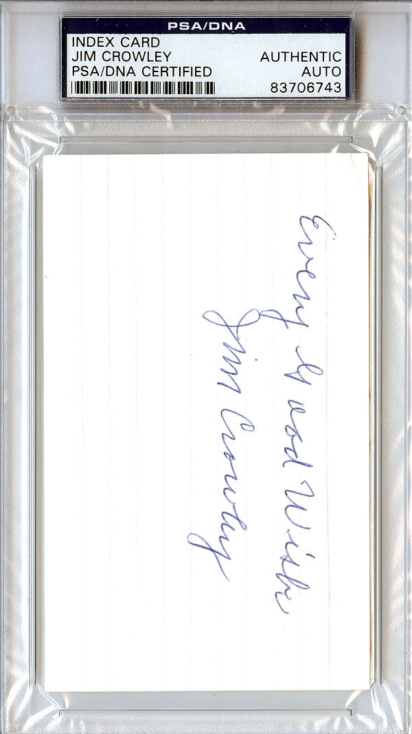 Jim Crowley Autographed 3x5 Index Card "Every Good Wish" Notre Dame Four Horsemen PSA/DNA #83706743