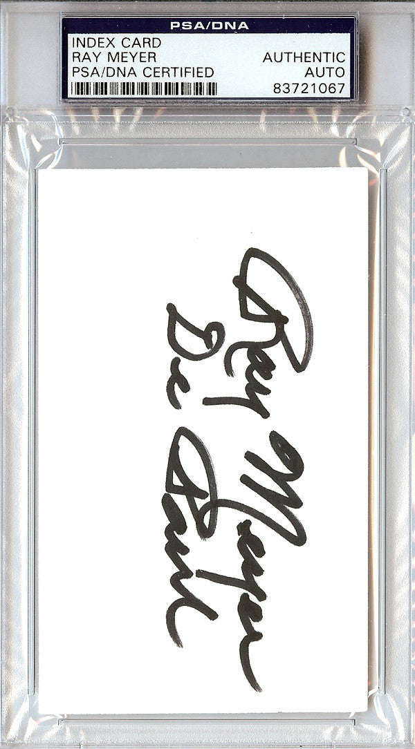 Ray Meyer Autographed 3x5 Index Card DePaul Blue Demons Coach PSA/DNA #83721067