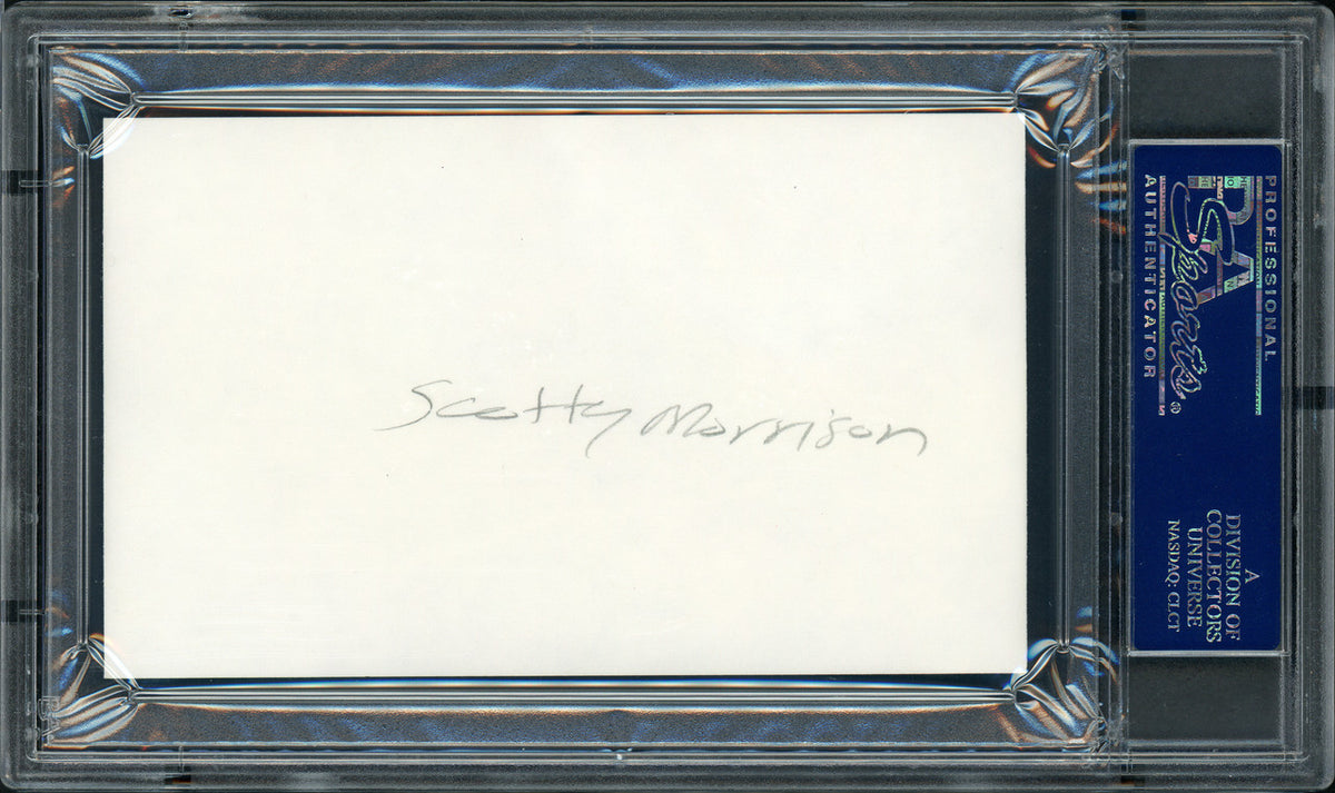 Scotty Morrison Autographed 3x5 Index Card NHL Referee & President "HHOF '99" PSA/DNA #83721092