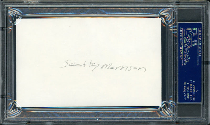 Scotty Morrison Autographed 3x5 Index Card NHL Referee & President "HHOF '99" PSA/DNA #83721092