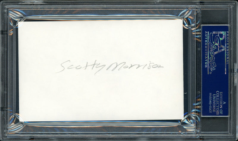 Scotty Morrison Autographed 3x5 Index Card NHL Referee & President "HHOF '99" PSA/DNA #83721093