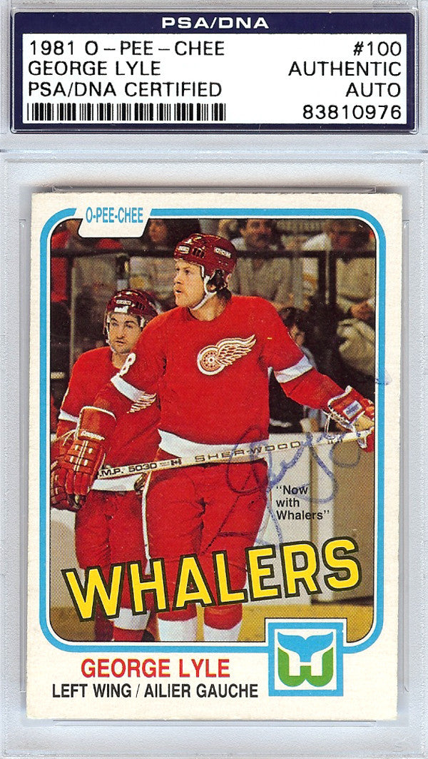 George Lyle Autographed 1981 O-Pee-Chee Card #100 Detroit Red Wings PSA/DNA #83810976