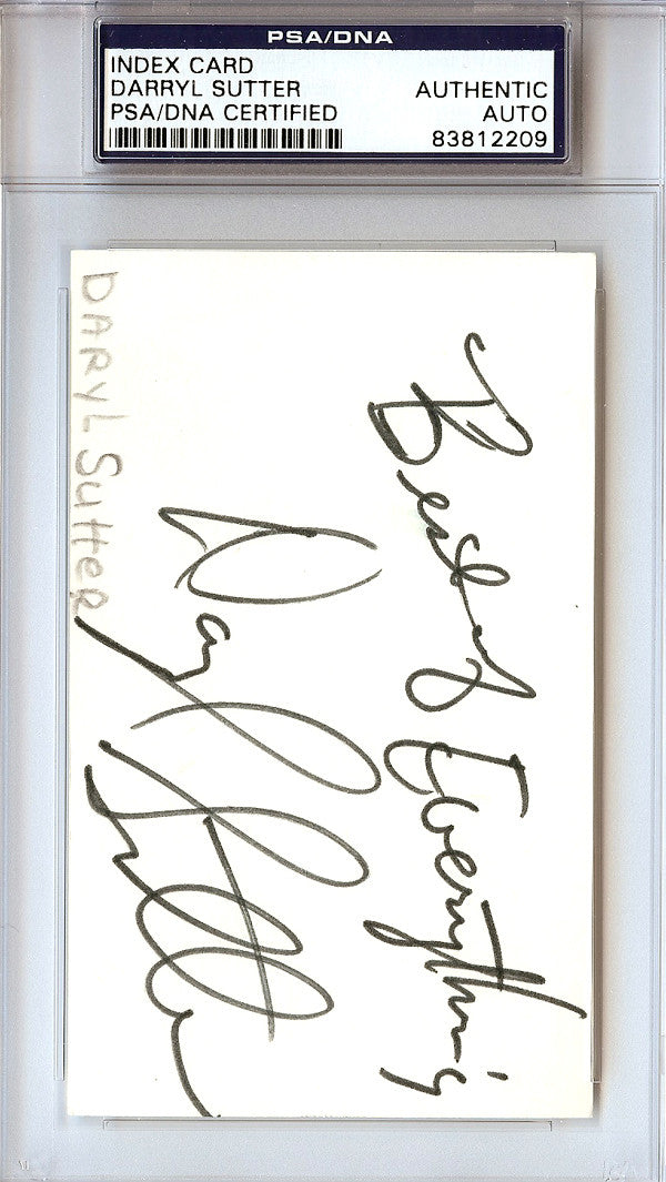 Darryl Sutter Autographed 3x5 Index Card Chicago Blackhawks PSA/DNA #83812209