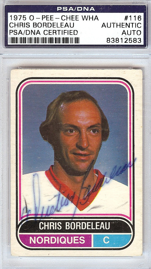 Chris Bordeleau Autographed 1975 O-Pee-Chee Card #116 Quebec Nordiques PSA/DNA #83812583
