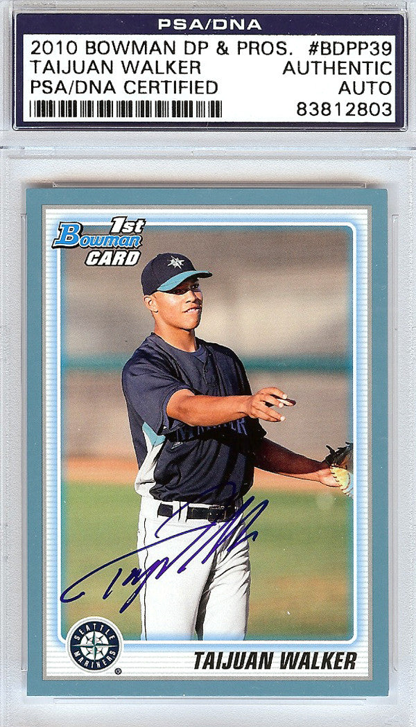 Taijuan Walker Autographed 2010 Bowman Draft Picks & Prospects Rookie Card #BDPP39 Seattle Mariners #/399 PSA/DNA #83812803