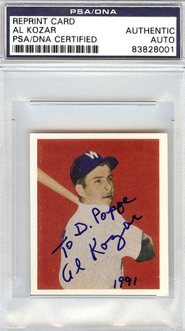 Al Kozar Autographed 1949 Bowman Reprint Card #16 Washington Senators PSA/DNA #83828001