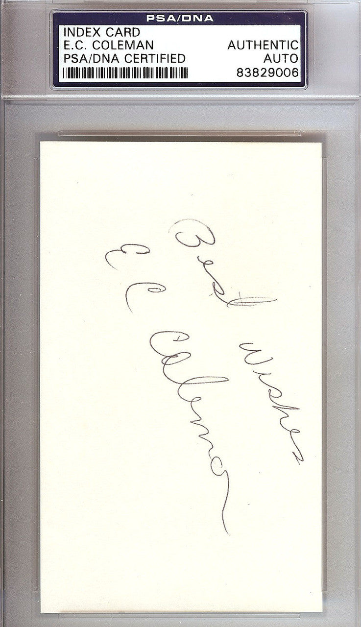 E.C. Coleman Autographed 3x5 Index Card Utah Jazz "Best Wishes" PSA/DNA #83829006