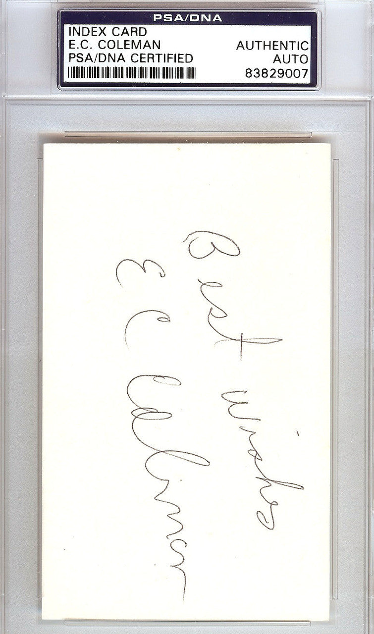 E.C. Coleman Autographed 3x5 Index Card Utah Jazz "Best Wishes" PSA/DNA #83829007