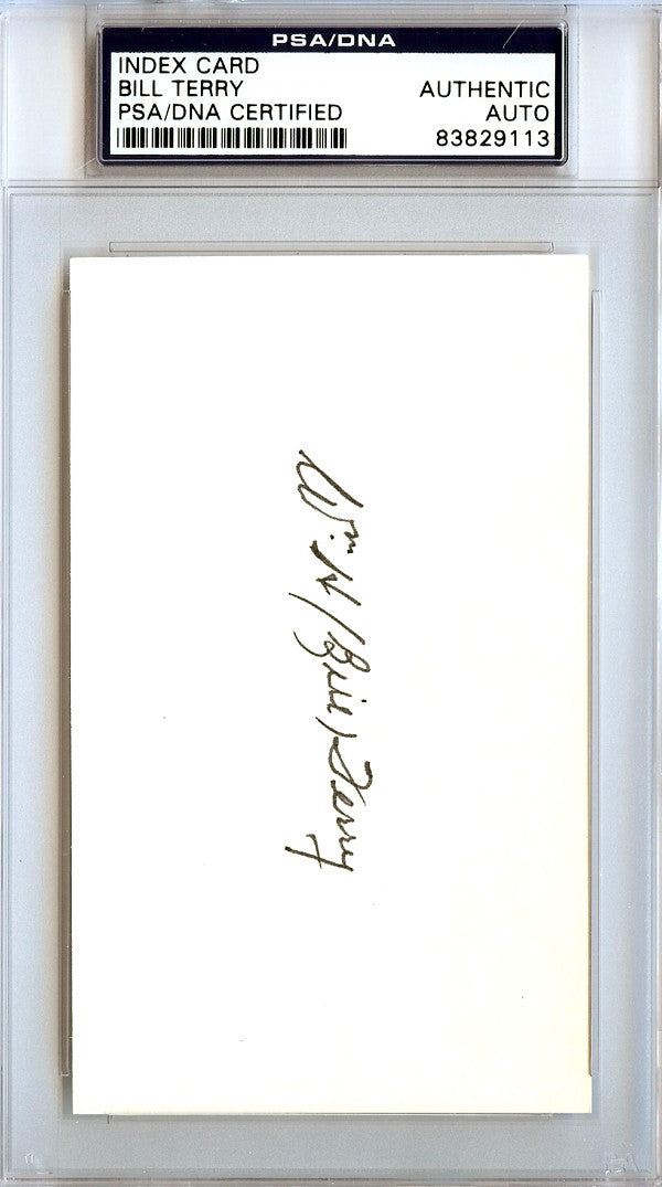 Bill Terry Autographed 3x5 Index Card New York Giants PSA/DNA #83829113