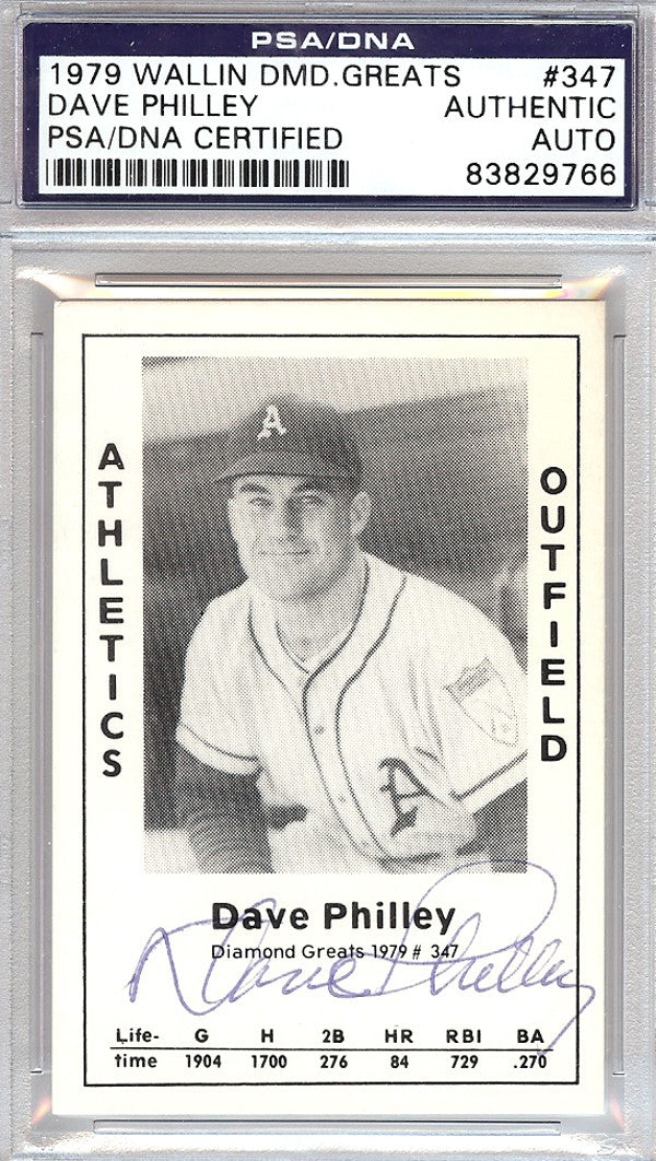 Dave Philley Autographed 1979 Diamond Greats Card #347 A's PSA/DNA #83829766