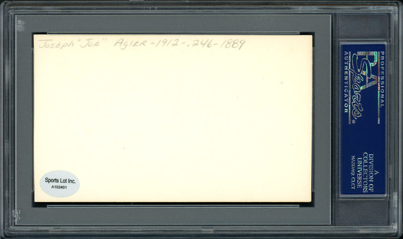 Joe Agler Autographed 3x5 Index Card Washington Senators PSA/DNA #83860253
