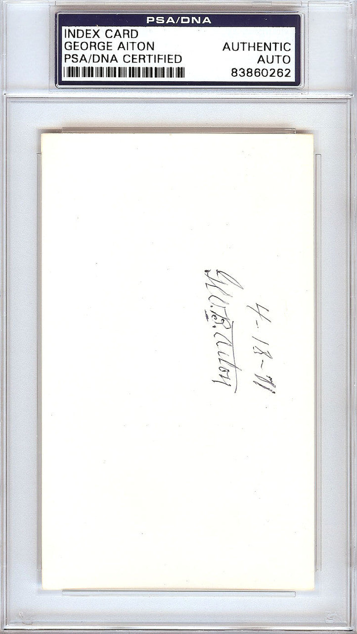 George Bill Aiton Autographed 3x5 Index Card 1912 St. Louis Browns PSA/DNA #83860262