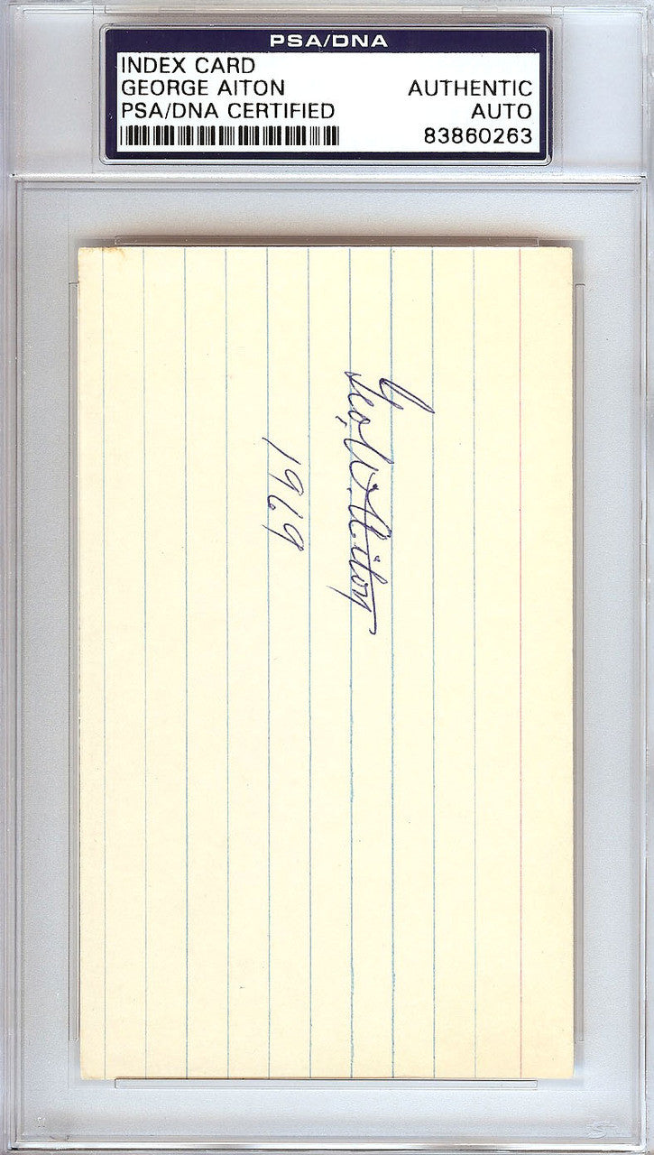 George Bill Aiton Autographed 3x5 Index Card 1912 St. Louis Browns PSA/DNA #83860263