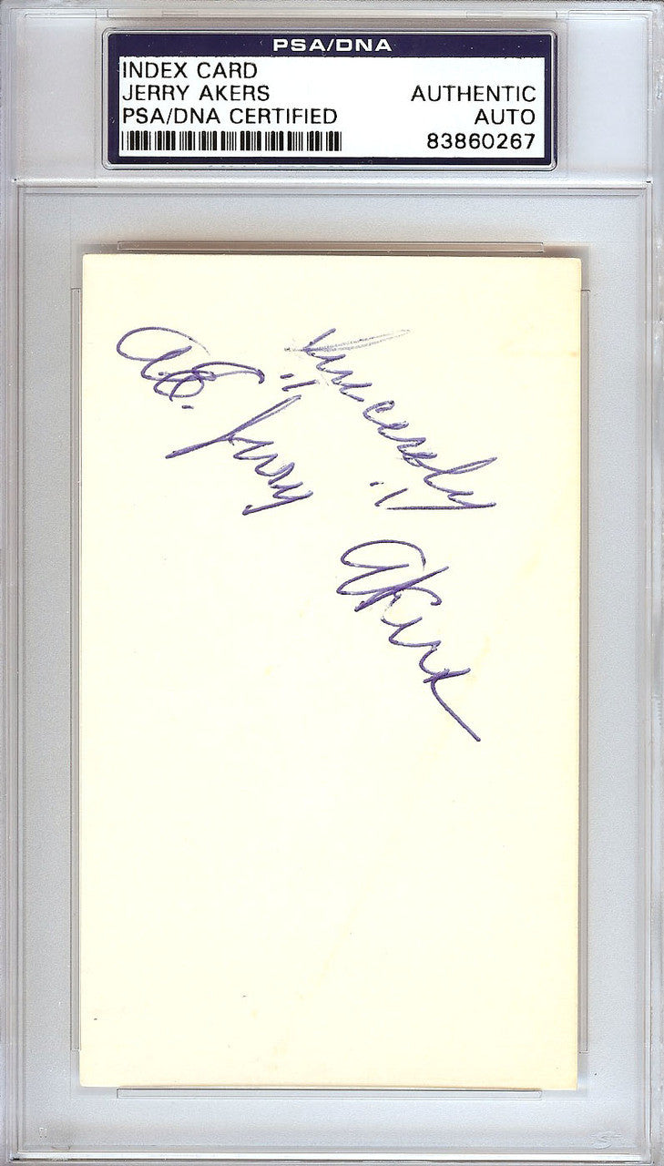 Albert Earl "Jerry" Akers Autographed 3x5 Index Card Washington Senators PSA/DNA #83860267