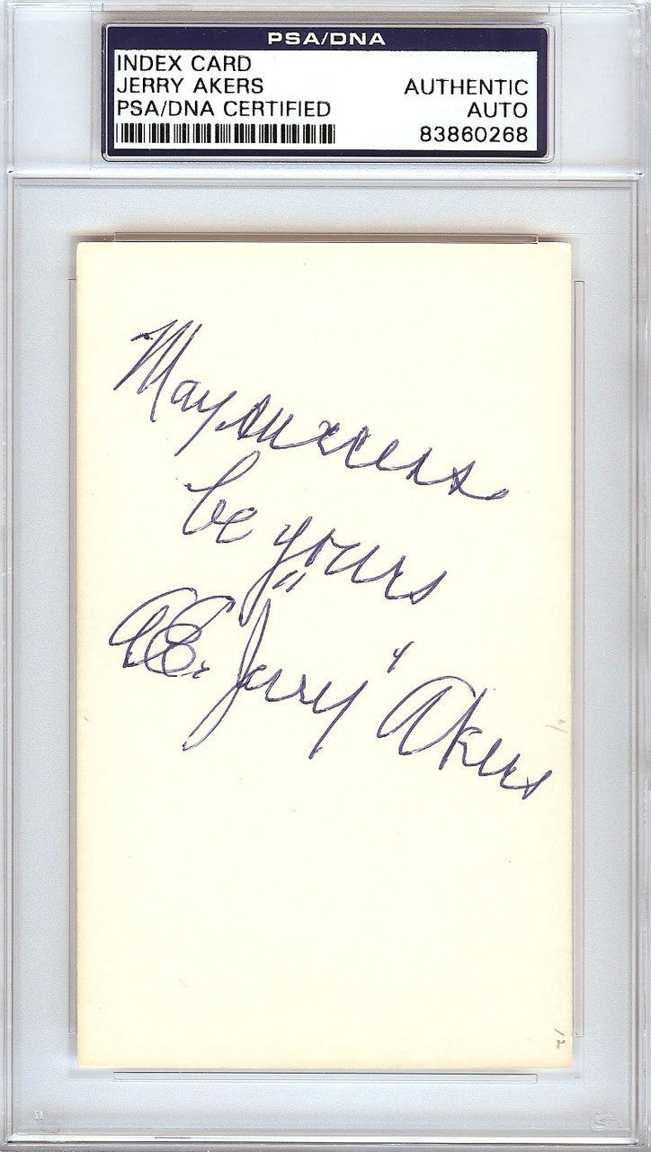 Albert Earl "Jerry" Akers Autographed 3x5 Index Card Washington Senators PSA/DNA #83860268
