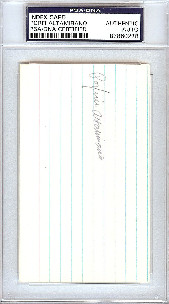 Porfi Altamirano Autographed 3x5 Index Card Philadelphia Phillies PSA/DNA #83860278