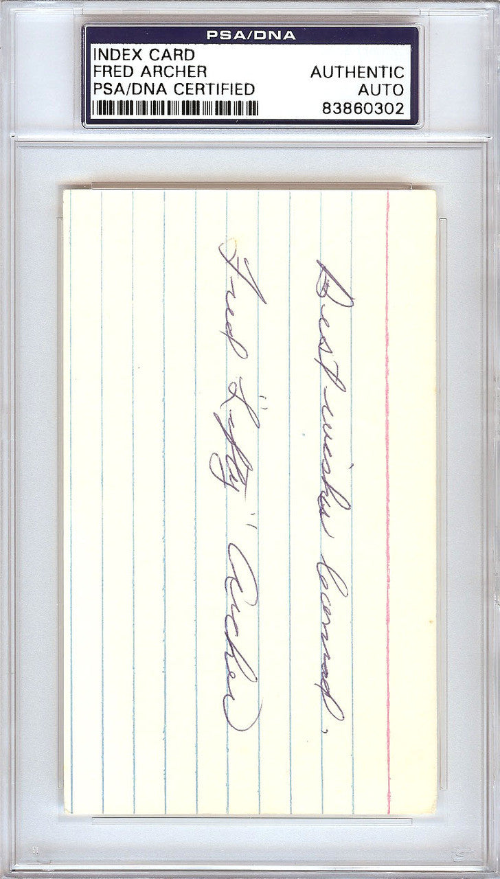 Fred "Lefty" Archer Autographed 3x5 Index Card Philadelphia A's" Best Wishes Leonard" PSA/DNA #83860302