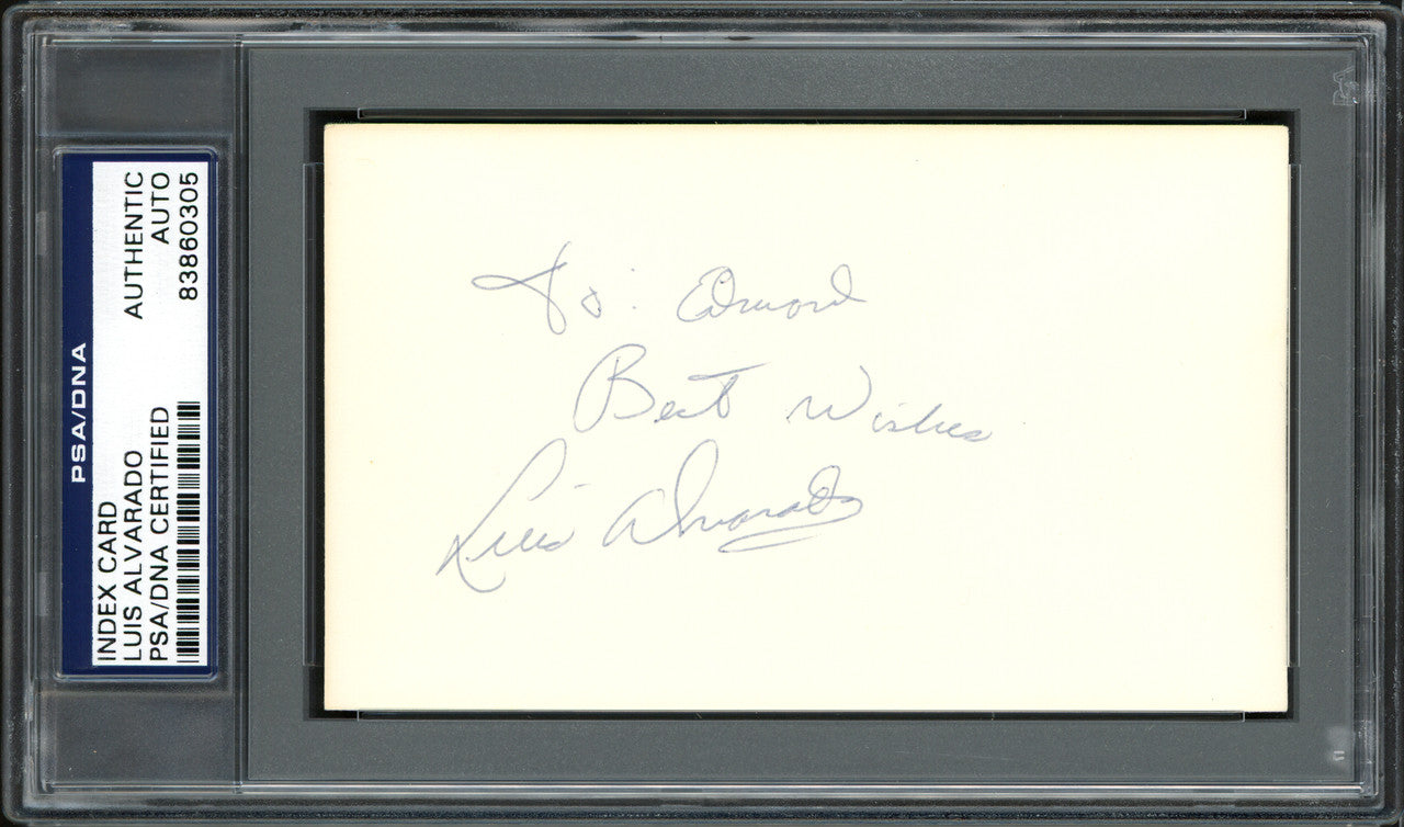 Luis Alvarado Autographed 3x5 Index Card Boston Red Sox, New York Mets "To Edward Best Wishes" PSA/DNA #83860305