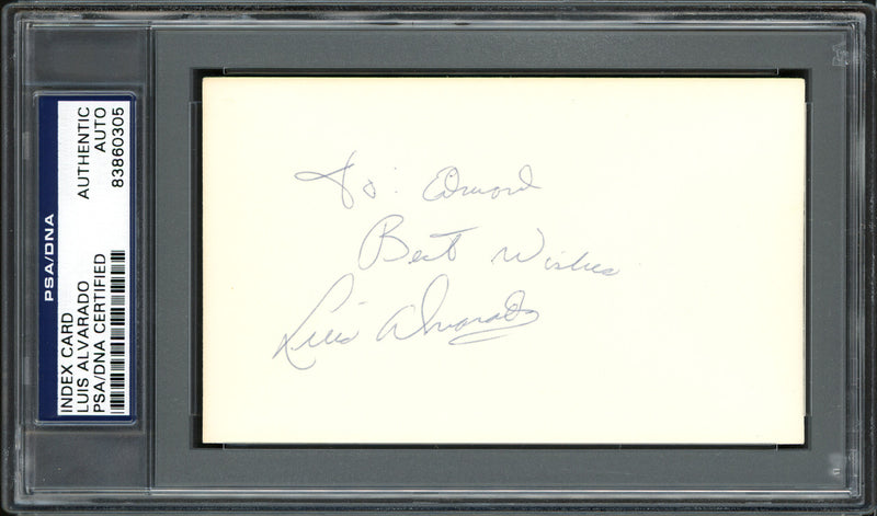 Luis Alvarado Autographed 3x5 Index Card Boston Red Sox, New York Mets "To Edward Best Wishes" PSA/DNA #83860305