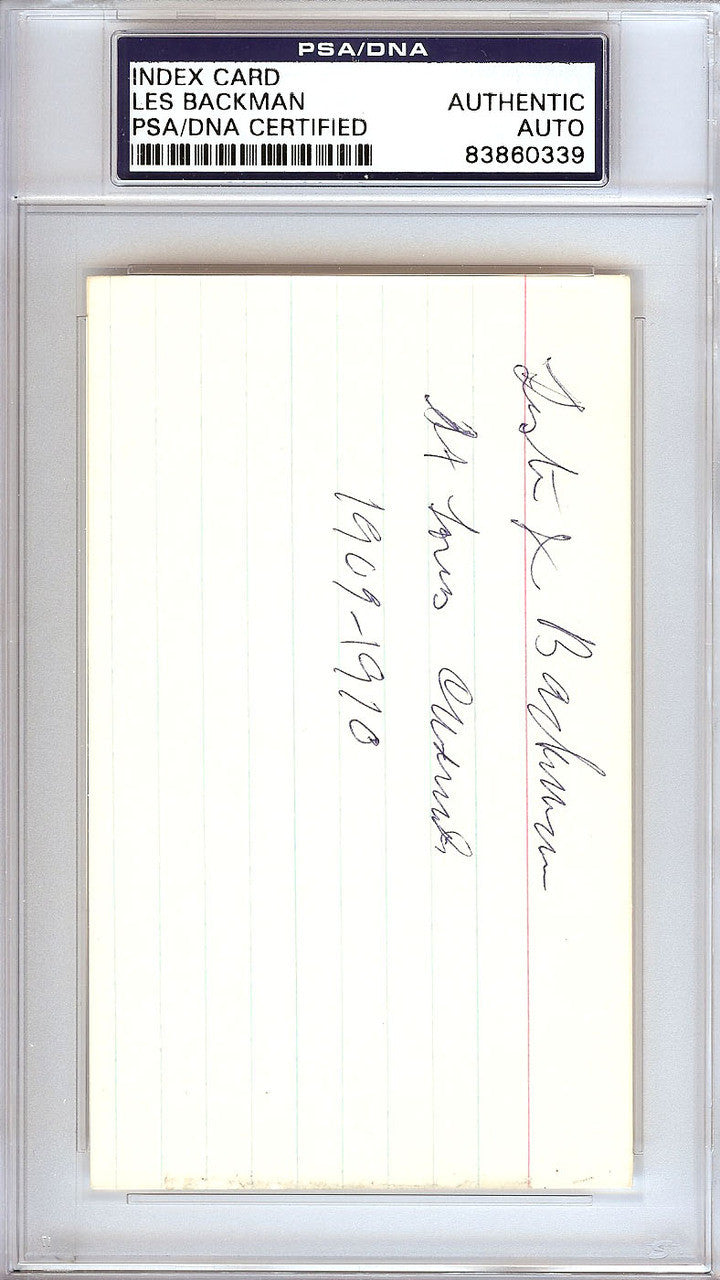Les Backman Autographed 3x5 Index Card St. Louis Cardinals PSA/DNA #83860339
