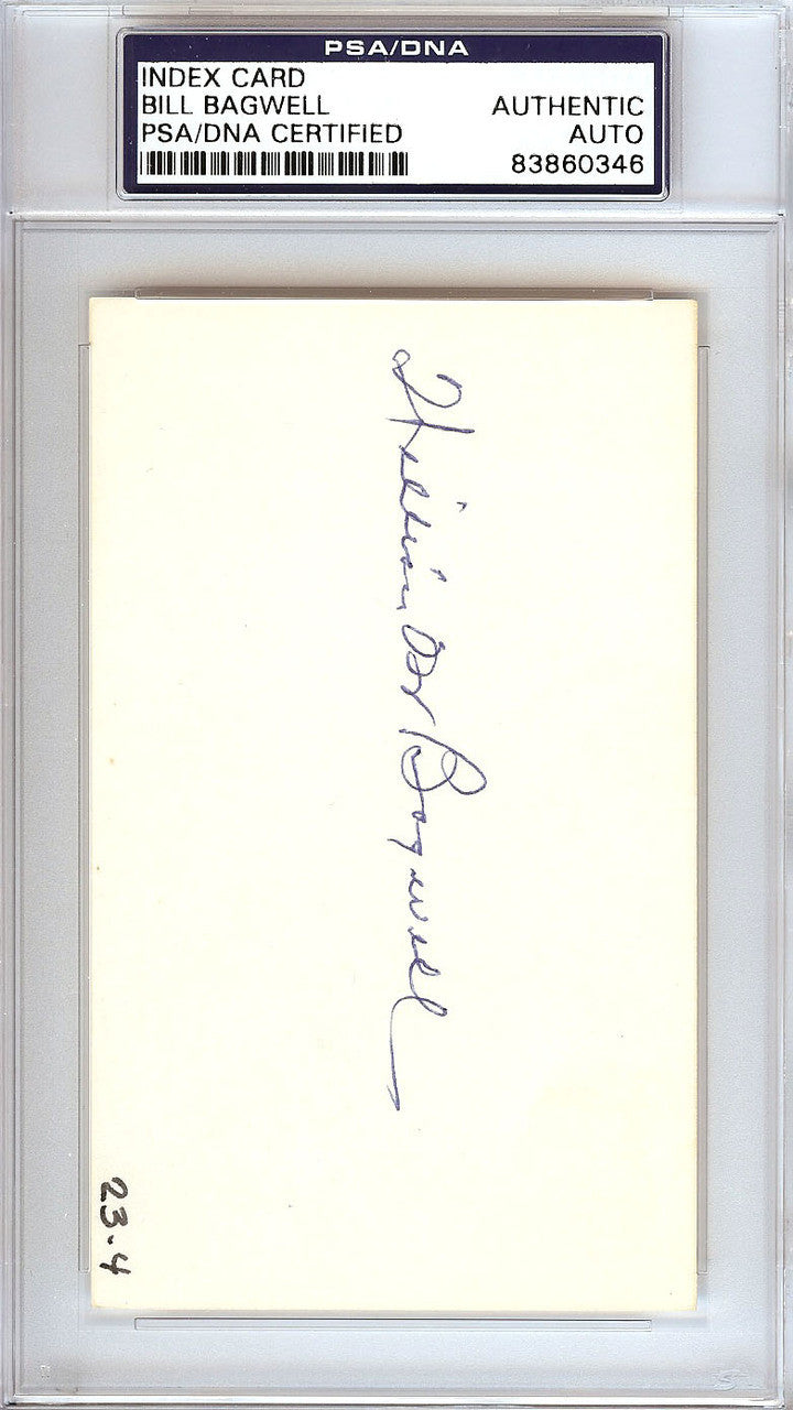 Bill Bagwell Autographed 3x5 Index Card Boston Braves, Philadelphia A's PSA/DNA #83860346