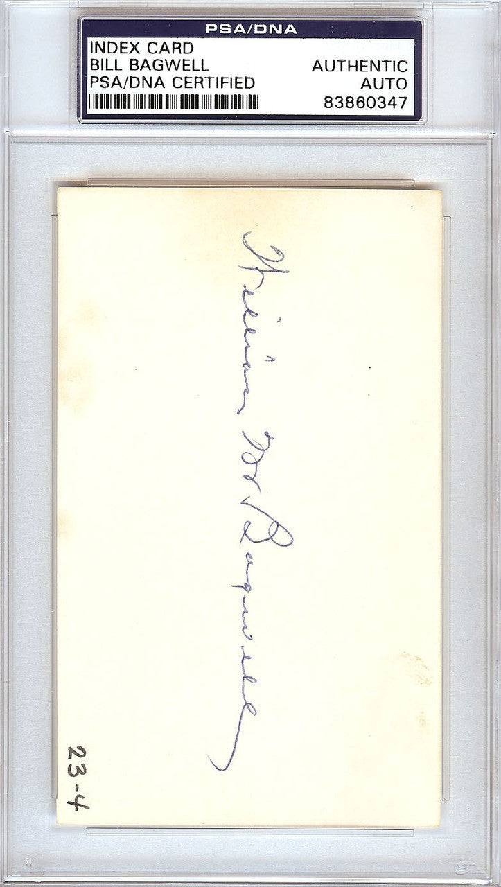 Bill Bagwell Autographed 3x5 Index Card Boston Braves, Philadelphia A's PSA/DNA #83860347