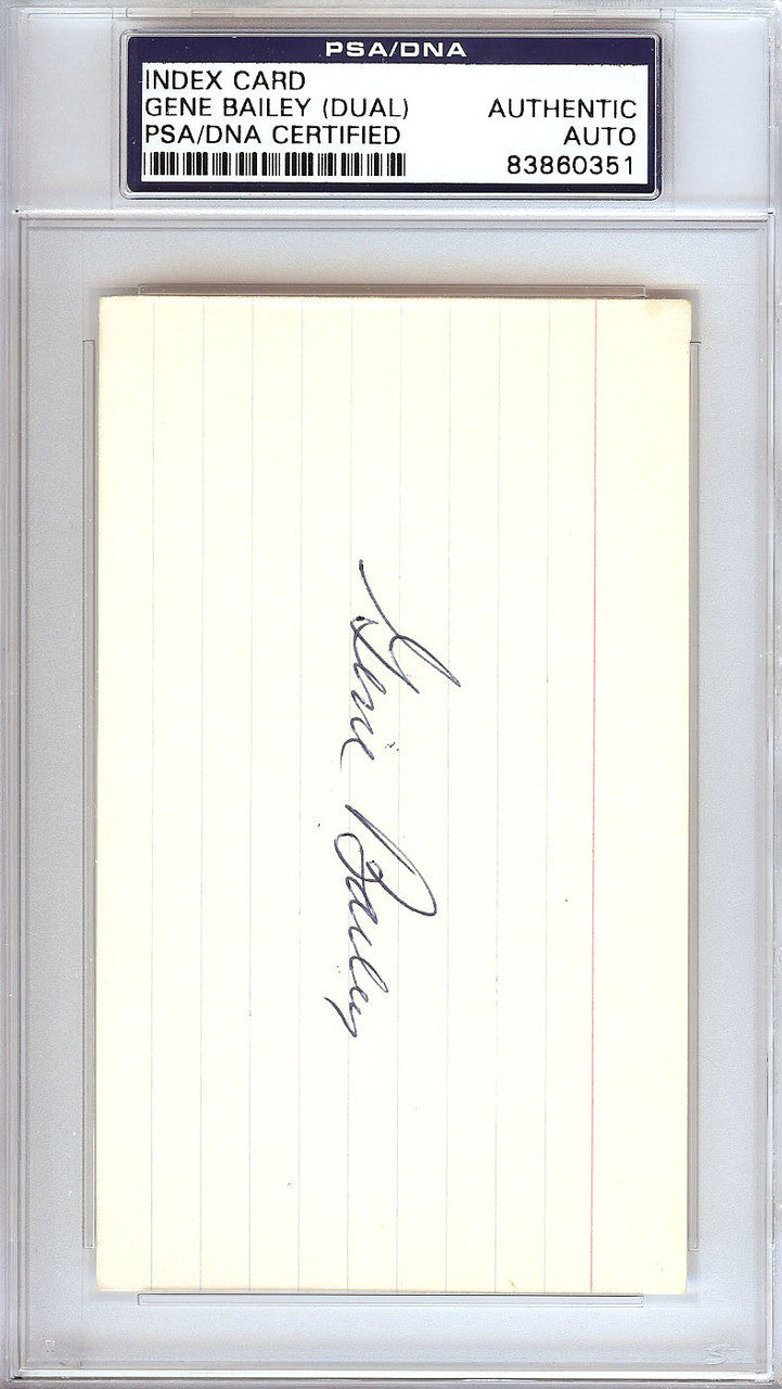 Gene Bailey Autographed 3x5 Index Card Boston Braves, Philadelphia A's Signed Twice PSA/DNA #83860351