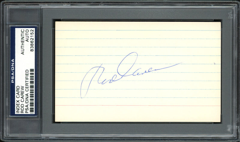 Rod Carew Autographed 3x5 Index Card Minnesota Twins, California Angels Vintage Signature PSA/DNA #83862152