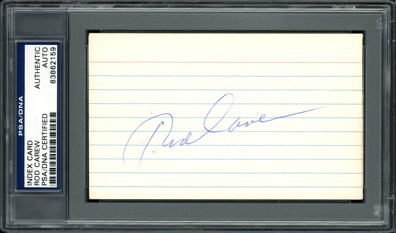 Rod Carew Autographed 3x5 Index Card Minnesota Twins, California Angels Vintage Signature PSA/DNA #83862159