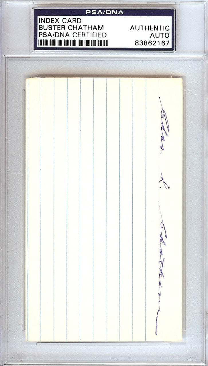 Charles L. "Buster" Chatham Autographed 3x5 Index Card Boston Braves PSA/DNA #83862167