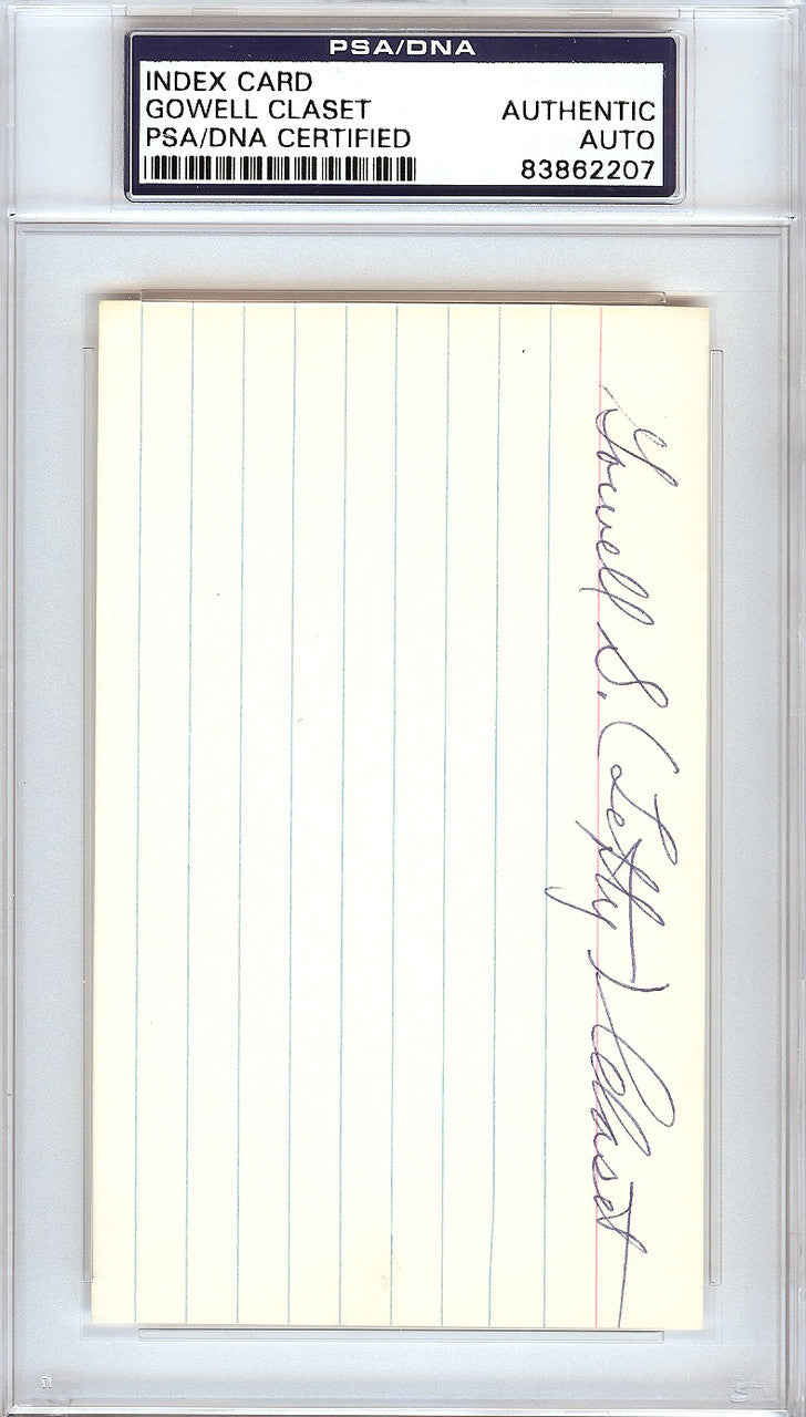 Gowell "Lefty" Claset Autographed 3x5 Index Card Philadelphia A's PSA/DNA #83862207