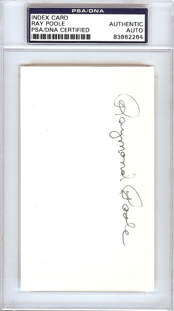 Raymond Ray Poole Autographed 3x5 Index Card Philadelphia A's PSA/DNA #83862264