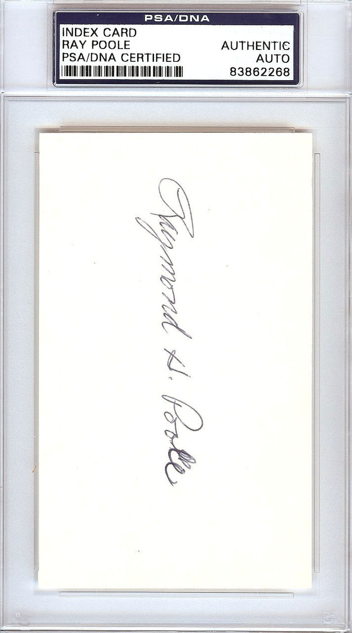 Raymond Ray Poole Autographed 3x5 Index Card Philadelphia A's PSA/DNA #83862268