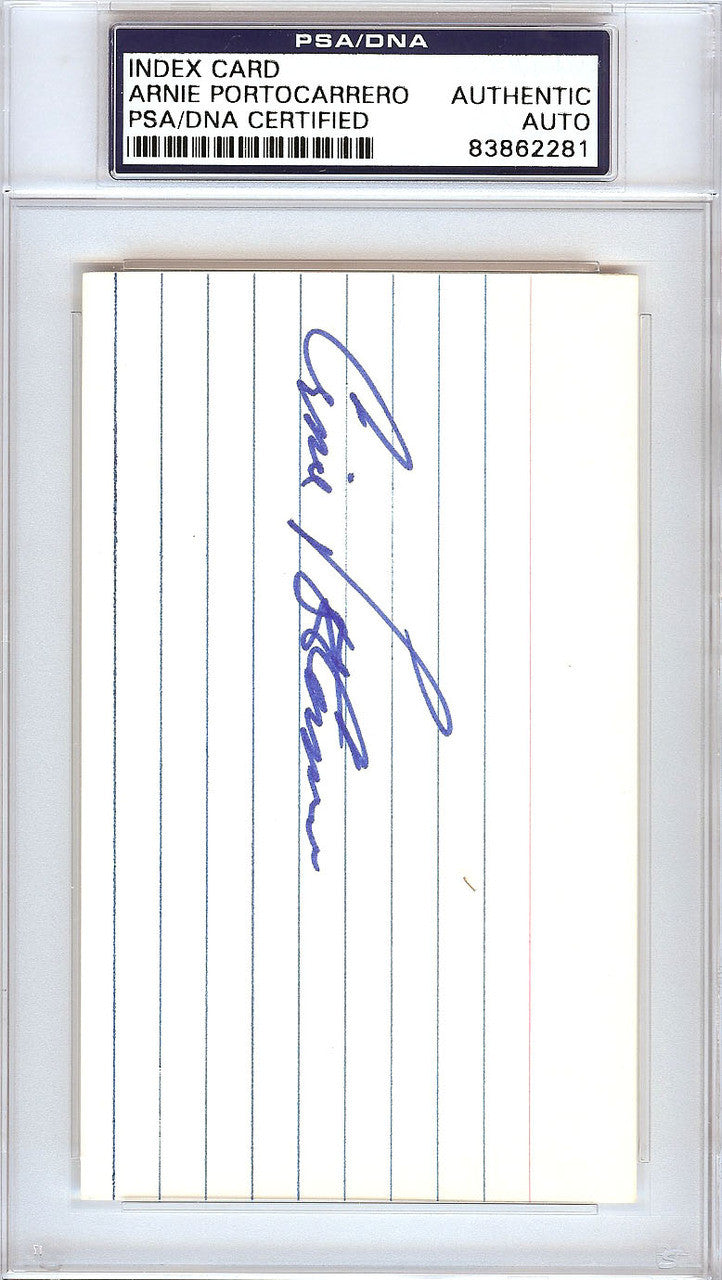 Arnie Portocarrero Autographed 3x5 Index Card Philadelphia A's PSA/DNA #83862281