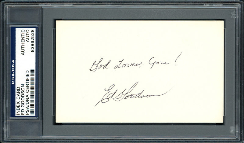 Ed Goodson Autographed 3x5 Index Card Los Angeles Dodgers, San Francisco Giants "God Loves You!" PSA/DNA #83862528