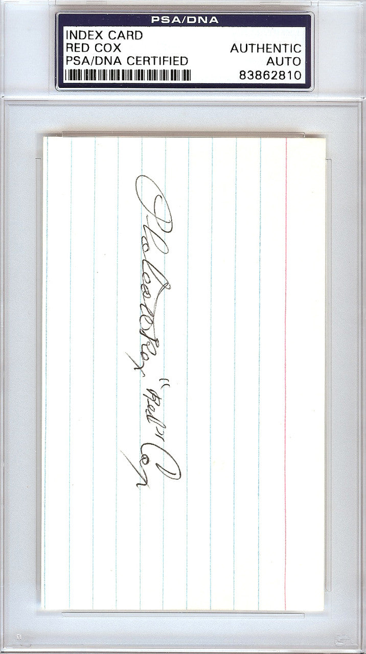Plateau Red Cox Autographed 3x5 Index Card Boston Red Sox, Detroit Tigers PSA/DNA #83862810