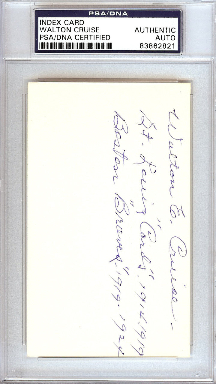 Walton Cruise Autographed 3x5 Index Card St. Louis Cardinals, Boston Braves PSA/DNA #83862821