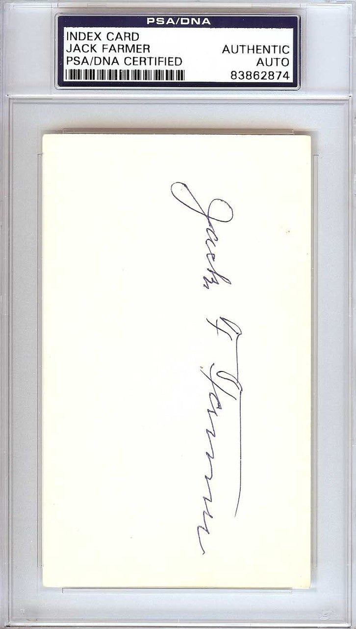 Jack Farmer Autographed 3x5 Index Card Pittsburgh Pirates PSA/DNA #83862874