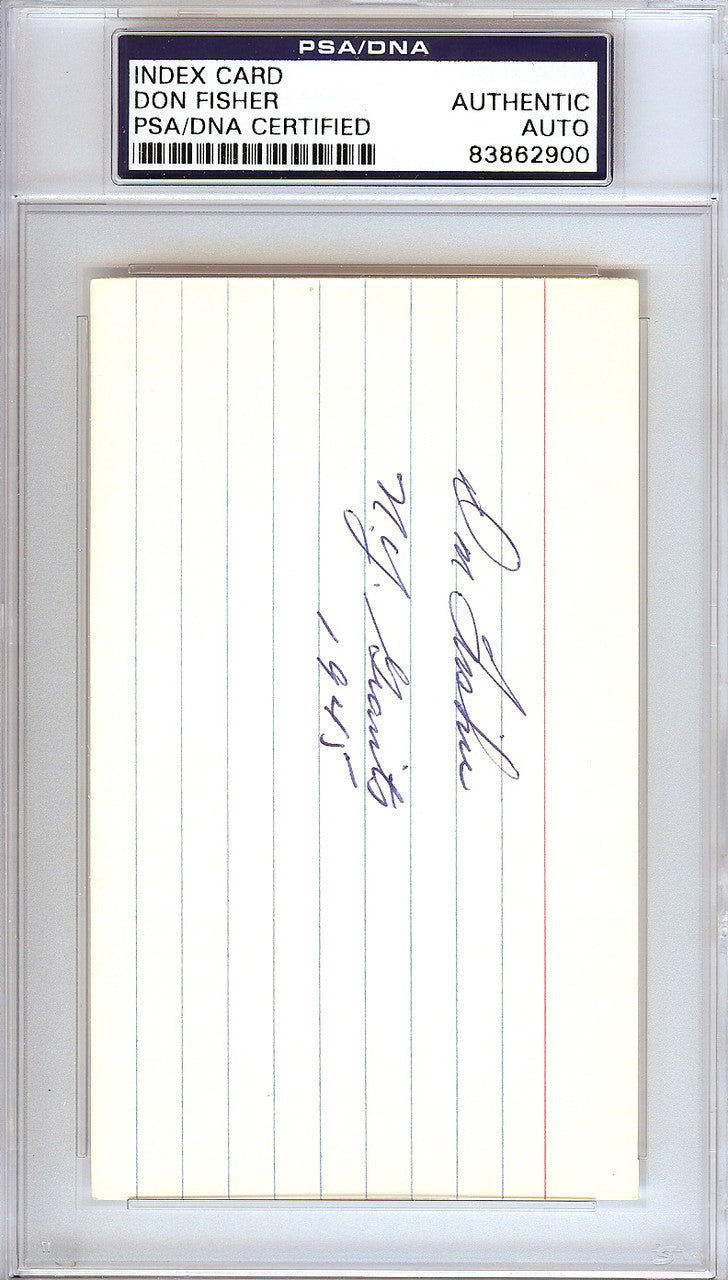 Don Fisher Autographed 3x5 Index Card New York Giants "N.Y. Giants 1945" PSA/DNA #83862900