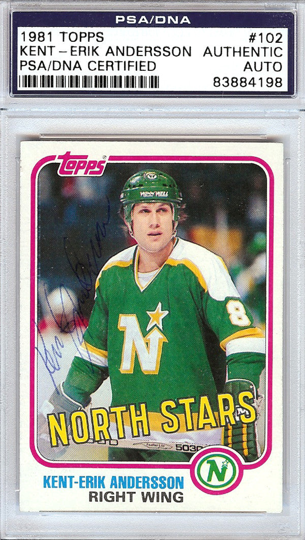 Kent-Erik Andersson Autographed 1981 Topps Card #102 Minnesota North Stars PSA/DNA #83884198