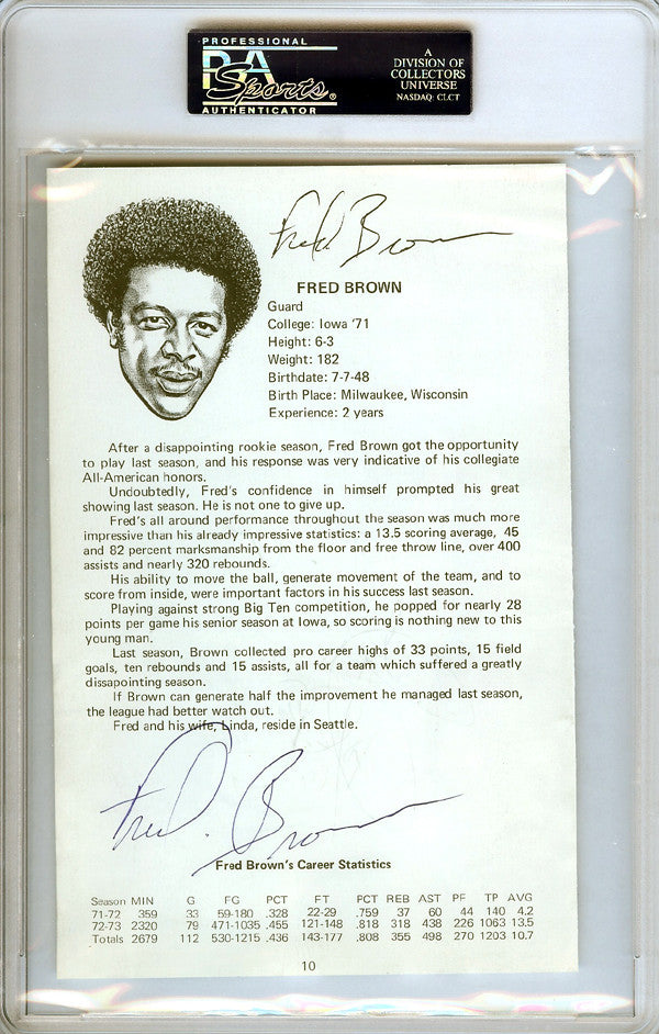 John Brisker & "Downtown" Fred Brown Autographed 5x8 Photo Seattle Sonics PSA/DNA #83894745
